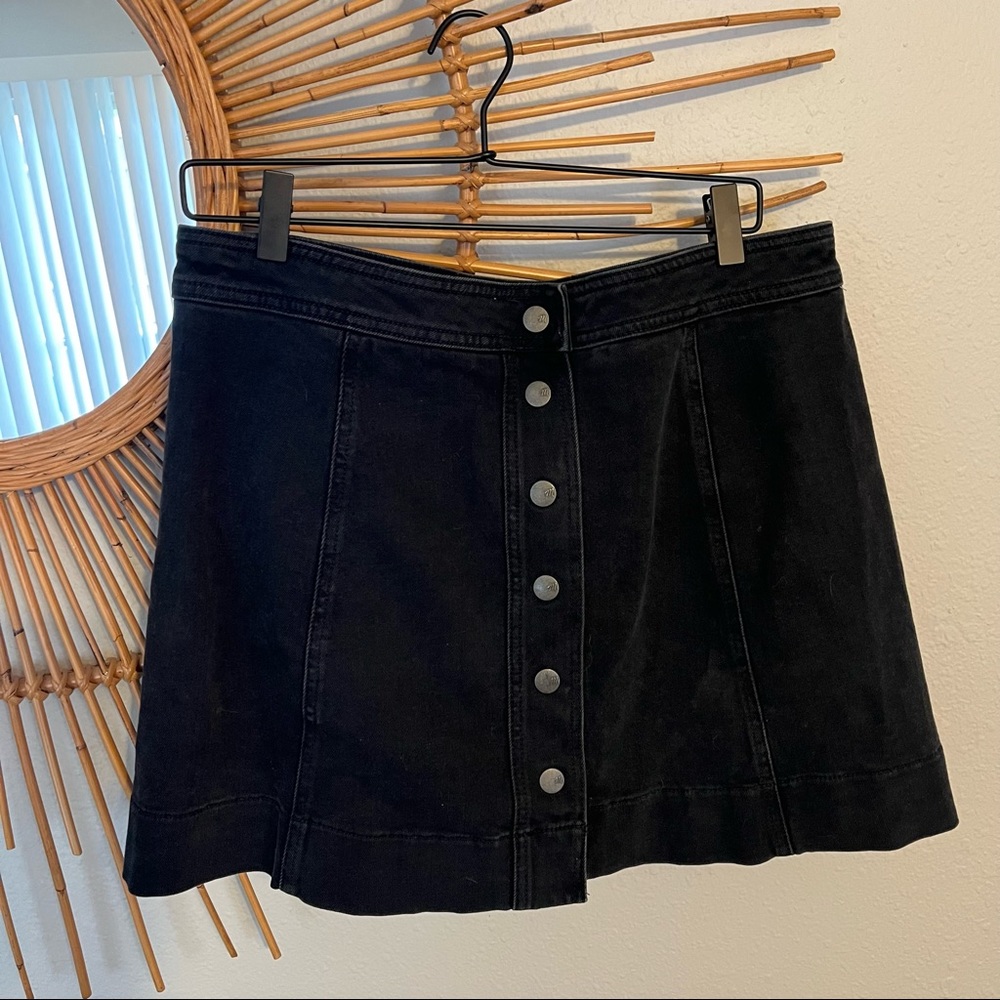 Madewell Black Denim Button Up Skirt